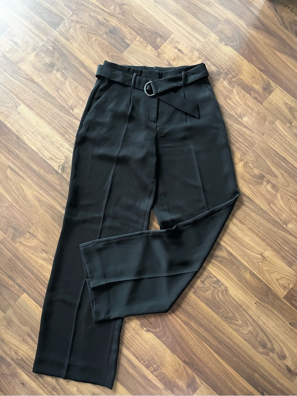 RW&CO. Black High-Waist Belted Paperbag Trousers